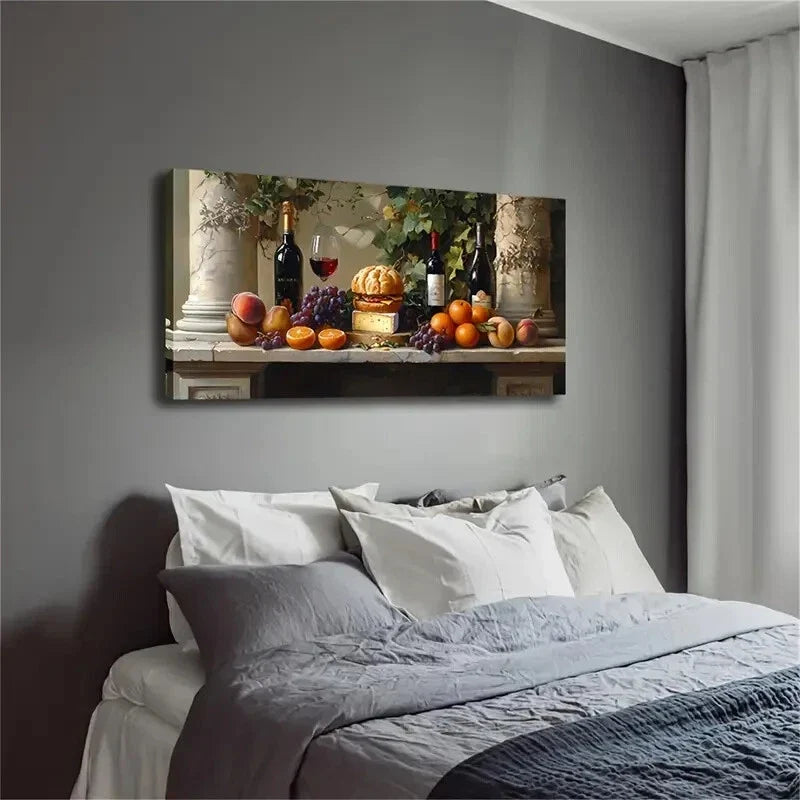 Food Beverage Still Life Stone Wall Art Canvas Office Home Room Framed 120x60cm