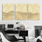 3pcs Wave Line Modern Beige Elegant Metal Print Ready to Hang Art