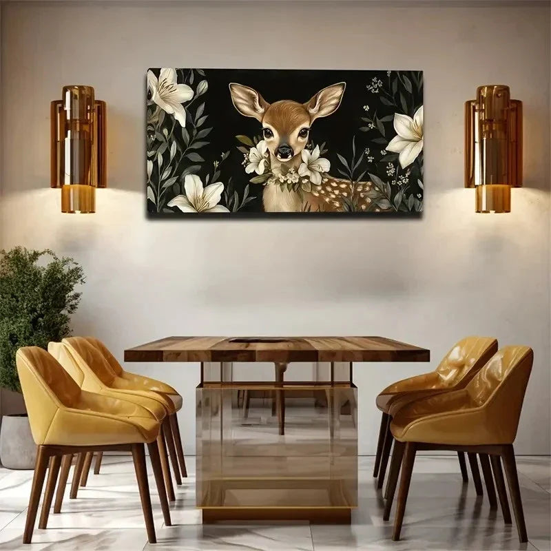 Featuring A Deer And White Wall Art Canvas Office Home Room Framed 120x60cm