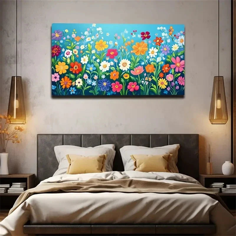Simple Flowers Modern Style Wall Art Canvas Office Home Room Framed 120x60cm