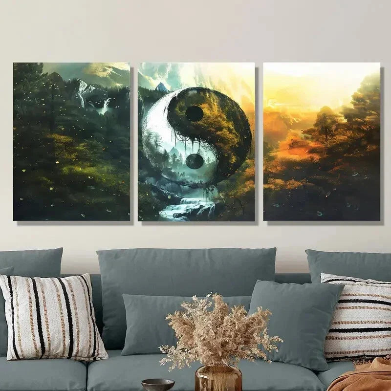 3pcs Different Seasons from Tai Chi Metal Print Ready to Hang Art
