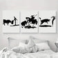 3pcs Bull Silhouette Classic Modern Style Metal Print Ready to Hang Art