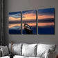 3pcs Boat on Middle of The Sea at Sunset Wall Art Set Canvas Framed 40x60cm - High Quality Print 100% Australian Made Wall Canvas Ready to Hang