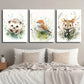 3pcs Cartoon Cute Hedgehog and Bird Mouse Metal Print Ready to Hang Art