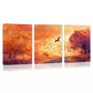 3pcs  Vibrant Autumn Path, Trees & Bats Scene Wall Art Set Canvas Framed 40x60cm - High Quality Print 100% Australian Made Wall Canvas Ready to Hang