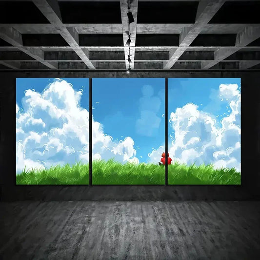 3pcs Blue Sky and White Clouds Metal Print Ready to Hang Art