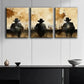 3pcs Silhouettes at Bar Design Alone Darkness Wall Art Set Canvas Framed 40x60cm - High Quality Print 100% Australian Made Wall Canvas Ready to Hang
