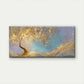 Golden Tree Luminous Waves Wall Art Canvas Office Home Room Framed 80x45cm