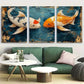 3pcs Two Japanese Koi Fishes Nature Animal Metal Print Ready to Hang Art