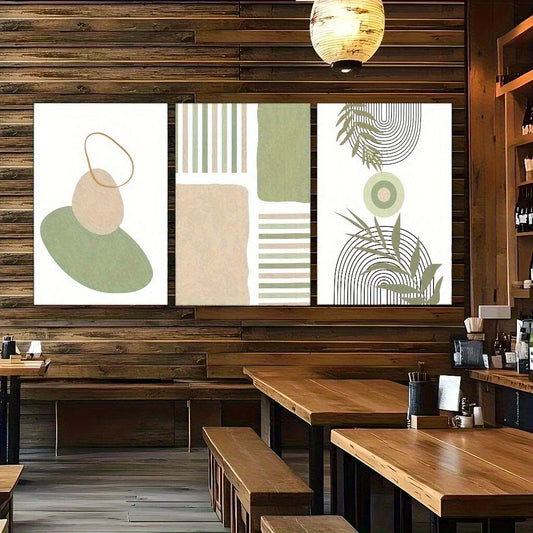 3pcs Green Dormitory Mural Medieval Metal Print Ready to Hang Art