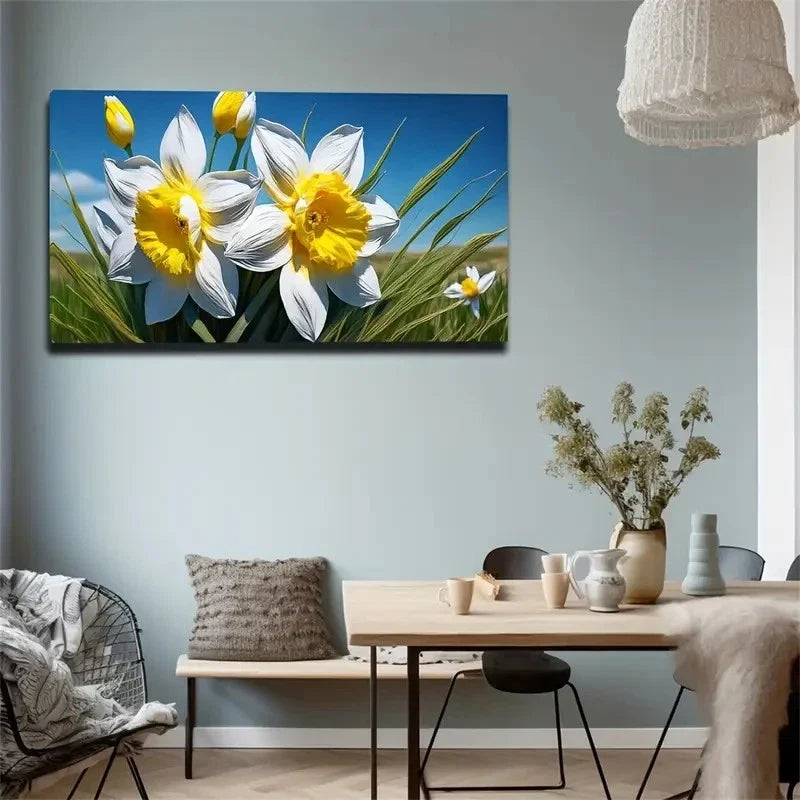 Petals Yellow Flower Core Wall Art Canvas Office Home Room Framed 80x45cm
