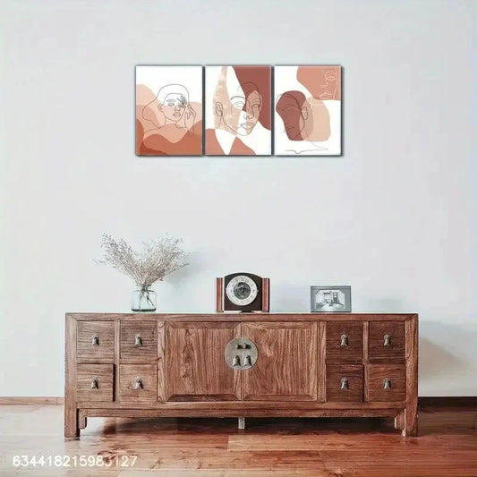 3pcs Minimalist Line Art of Women Metal Print Ready to Hang Art