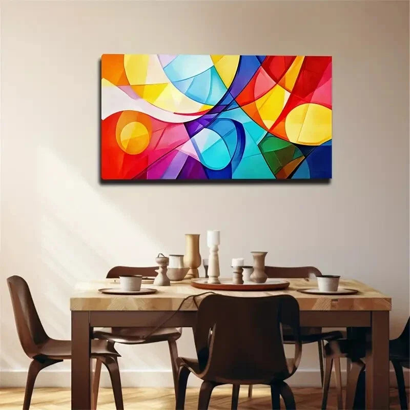 Modern Minimalist Vibrant Wall Art Canvas Office Home Room Framed 80x45cm