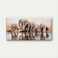 Elephant Herd Drinking Water Wall Art Canvas Office Home Room Framed 80x45cm