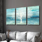 3pcs   Abstract cyan and blue landscape painting Wall Art Set Canvas Framed 40x60cm - High Quality Print 100% Australian Made Wall Canvas Ready to Hang