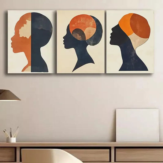 3pcs Female Silhouette Canvas Framed 40x60cm - High Quality Print 100% Australian Made Wall Canvas Ready to Hang