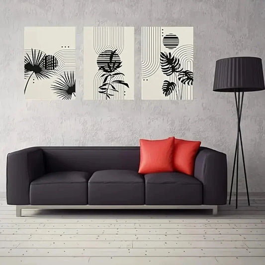 3pcs Abstract Shapes, Fashion  Metal Print Ready to Hang Art