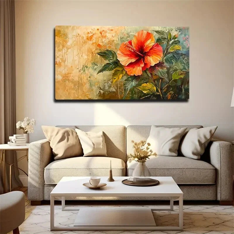 Fresh Atmosphere Red Flowers Wall Art Canvas Office Home Room Framed 120x60cm