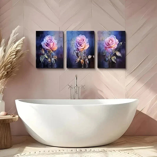 3pcs Rose Flowers Vintage Posters Metal Print Ready to Hang Art
