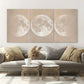 3pcs Full Moon Minimalist Beige and Black Metal Print Ready to Hang Art