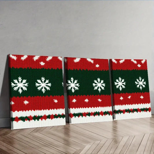 3pcs Christmas sweater pattern Wall Art Set Canvas Framed 40x60cm - High Quality Print 100% Australian Made Wall Canvas Ready to Hang
