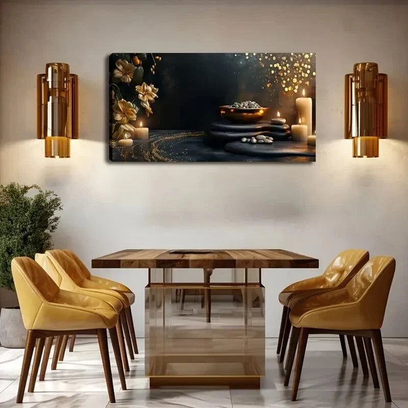 White Candles Flames Ambiance Wall Art Canvas Office Home Room Framed 120x60cm