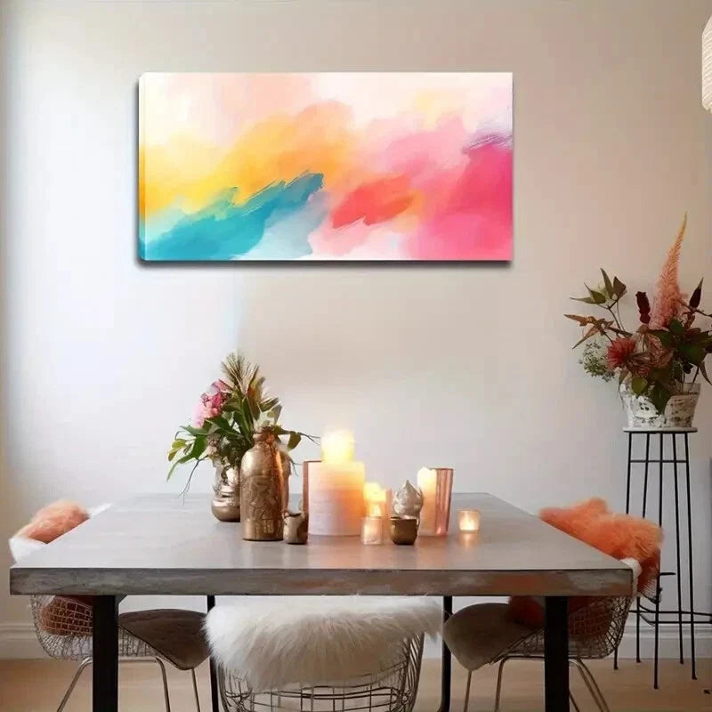 Modern Pastel Color Abstract Wall Art Canvas Office Home Room Framed 120x60cm