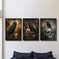3pcs ,Skeleton Crow Art Dark Fantasy Metal Print Ready to Hang Art