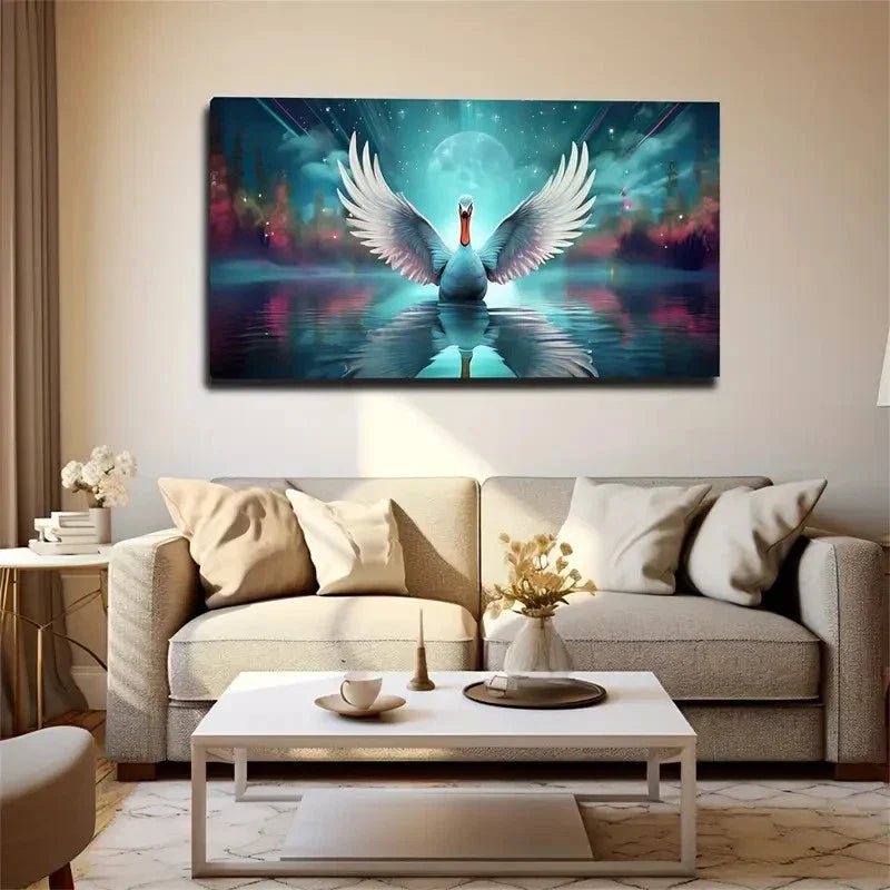 Wings Spread Under Moonlight Wall Art Canvas Office Home Room Framed 120x60cm