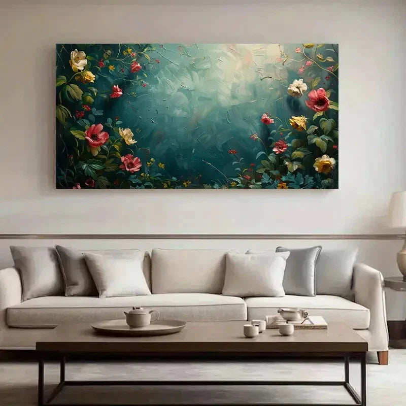 Abstract Green Rose Wall Art wall canvas office home room framed 120x60cm