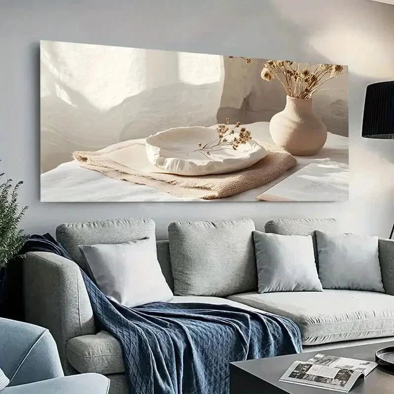 Pastel Flower Vase Vintage wall canvas office home room framed 120x60cm