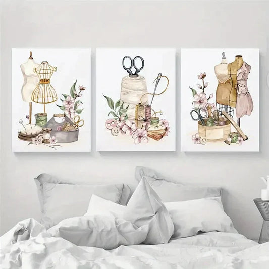 3pcs Modern Classic Cartoon Pattern Metal Print Ready to Hang Art