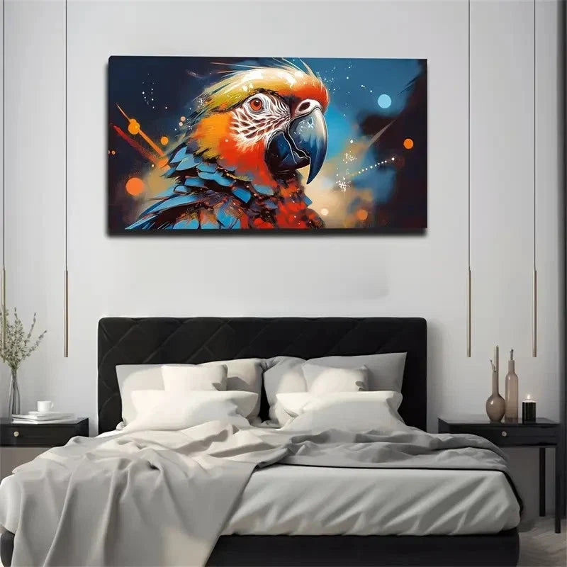 Vibrant Realistic Parrot Wall Art Canvas Office Home Room Framed 120x60cm