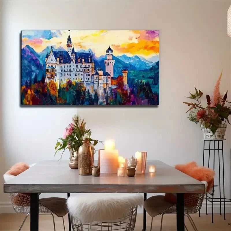 Color Castle Suitable Wall Art Canvas Office Home Room Framed 80x45cm
