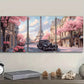 3pcs A pink car on the streets of Paris Metal Print Ready to Hang Art