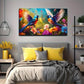 Vibrant Floral Birds Wall Art Canvas Office Home Room Framed 80x45cm