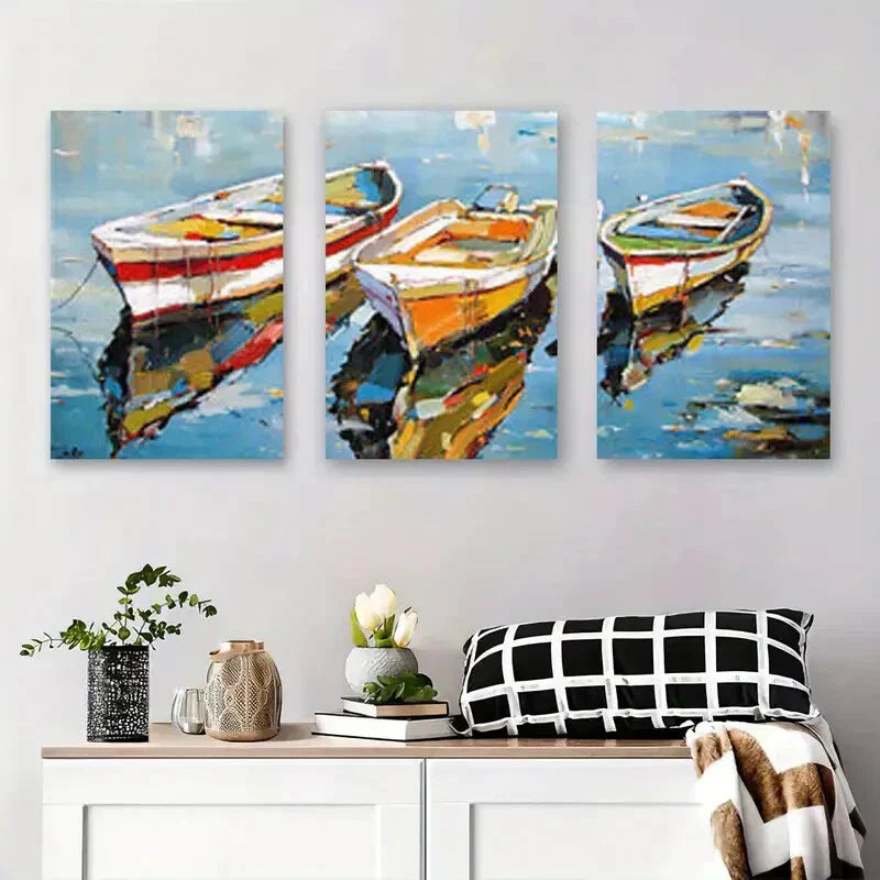 3pcs Vibrant Seascape Coastal Landscape Metal Print Ready to Hang Art