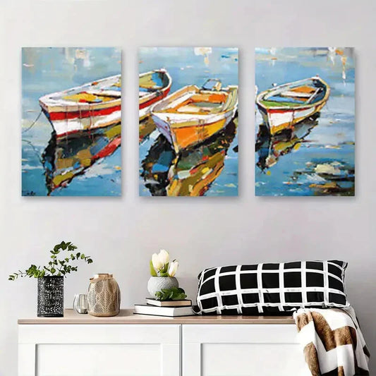 3pcs Vibrant Seascape Coastal Landscape Metal Print Ready to Hang Art