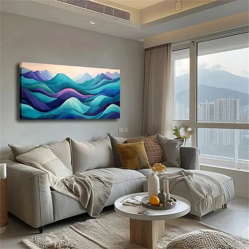 Modern Minimalist Mountain Wall Art Canvas Office Home Room Framed 80x45cm