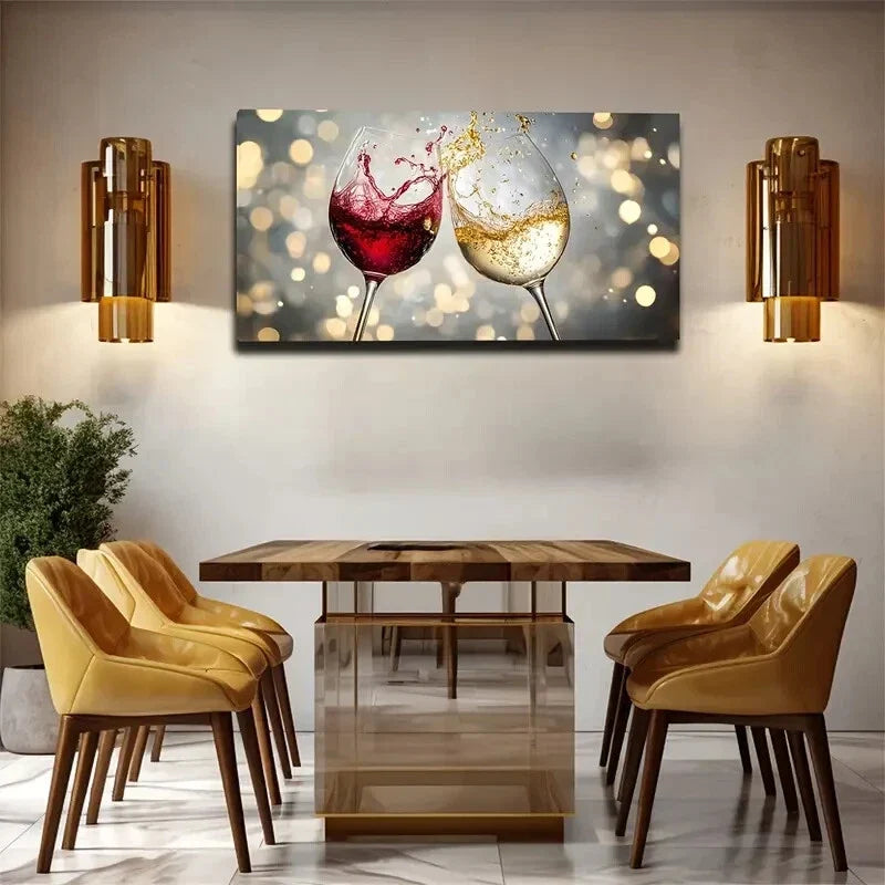 Two Clinking Goblets Perfect Wall Art Canvas Office Home Room Framed 120x60cm