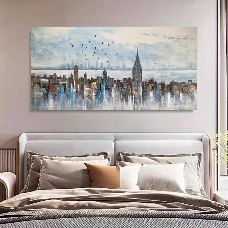 New York City Skyline Buildings Decor Wall Art Canvas Office Home Room Framed 80x45cm