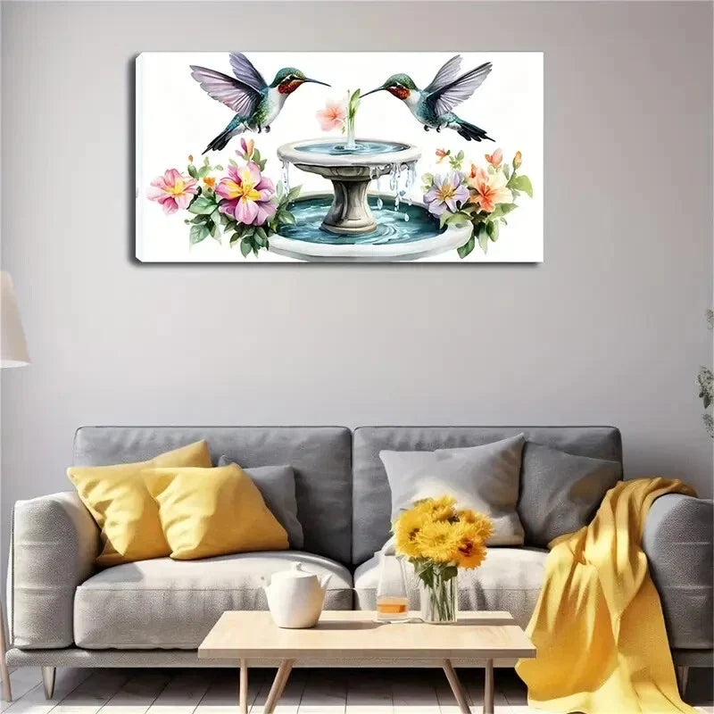Realistic Style Two Color Bird Wall Art Canvas Office Home Room Framed 120x60cm
