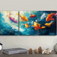 3pcs Featuring An Infinite School Of Fish Metal Print Ready to Hang Art