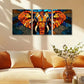 3pcs Vibrant Elephant Stained Glass Style Metal Print Ready to Hang Art