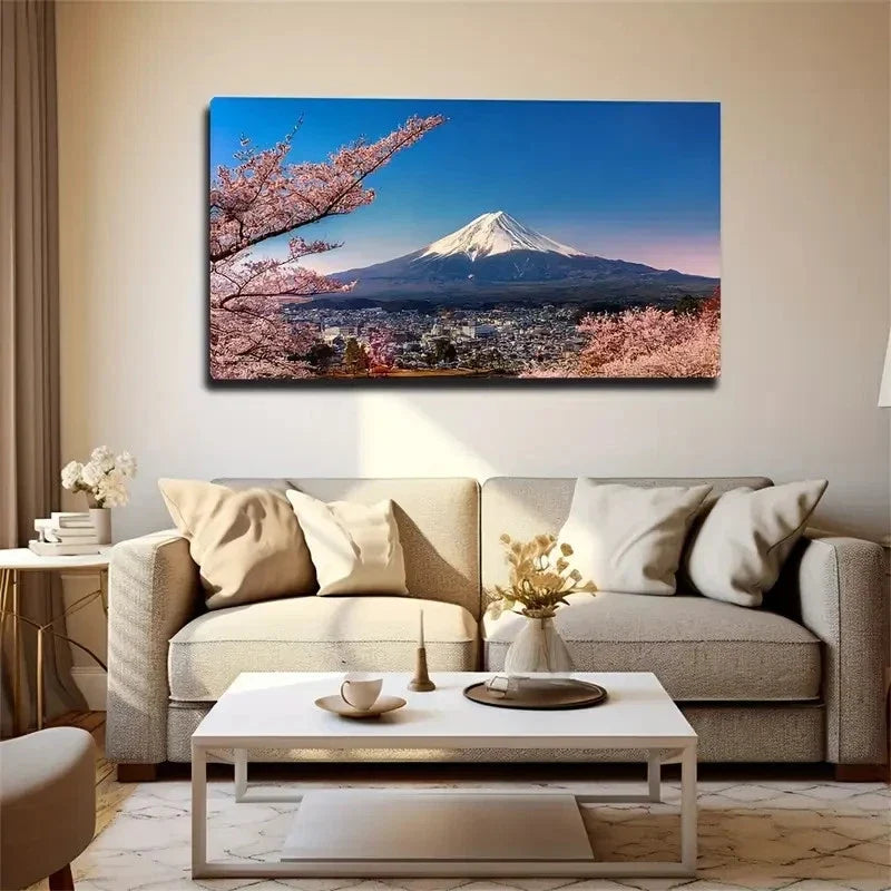 Cherry Blossoms Landscape Wall Art Canvas Office Home Room Framed 120x60cm