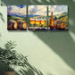 3pcs Wine glass, wine Barrel  Metal Print Ready to Hang Art
