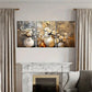 3pcs Elegant Floral with Golden Vases Metal Print Ready to Hang Art