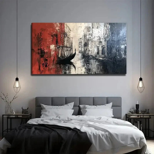 Boat In Venice Nature Wall Art Canvas Office Home Room Framed 120x60cm
