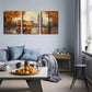 3pcs Cityscape with Yellow Double-Decker Buses Wall Art Set Canvas Framed 40x60cm - High Quality Print 100% Australian Made Wall Canvas Ready to Hang