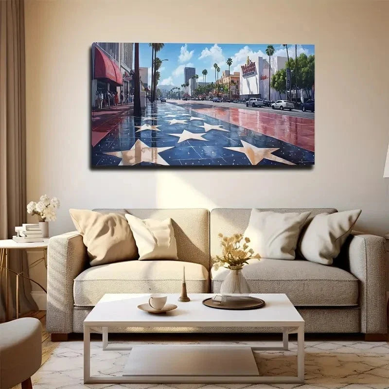 Stars In New York Wall Art Canvas Office Home Room Framed 80x45cm